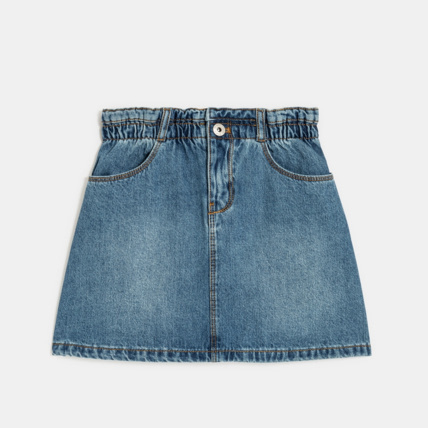 Avis Mini-jupe en jean taille haute bleue fille OKAIDI 2