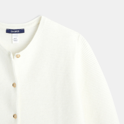 Avis Gilet côtelé boutonné blanc fille OKAIDI 2