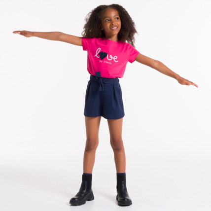 Avis T-shirt manches courtes message love rose fille OKAIDI 1