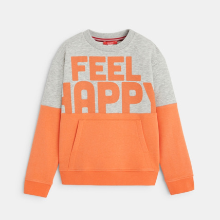 Avis Sweat-shirt à message Feel Happy orange garçon OKAIDI 1