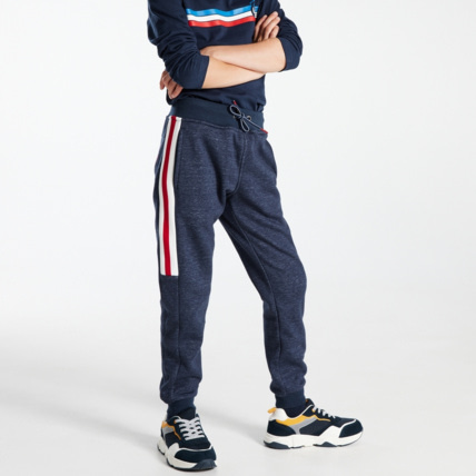 Avis Pantalon jogging molleton flammé à bande bleu garçon OKAIDI 1