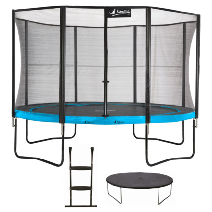 Avis Trampoline de jardin 365 cm + filet de sécurité + échelle + bâche de protection PUNCHI  Kangui 1