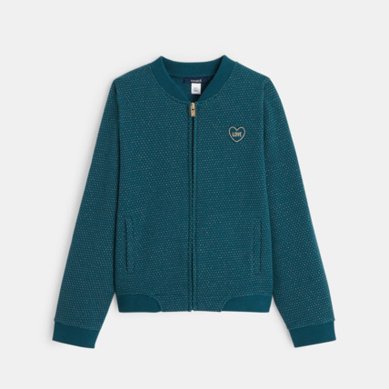 Avis Sweat zippé à pois irisés vert fille OKAIDI 1