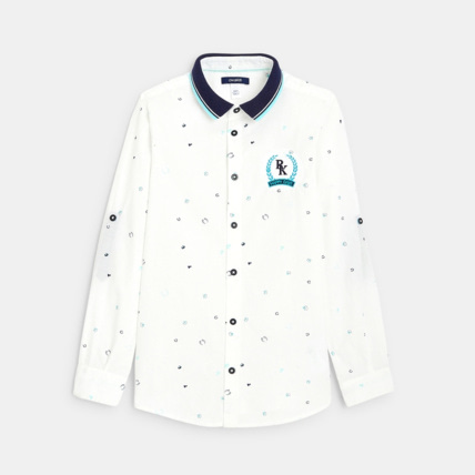 Avis Chemise imprimée à col côtelé blanche garçon OKAIDI 2