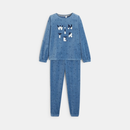 Avis Pyjama en velours à motifs phosphorescents bleu fille OKAIDI 1
