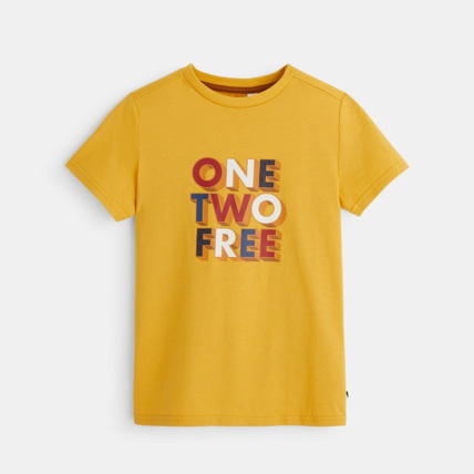 Avis T-shirt manches courtes à message One Two Free jaune garçon OKAIDI 1
