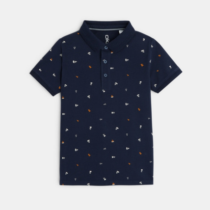 Avis Polo manches courtes imprimé bleu garçon OKAIDI 1