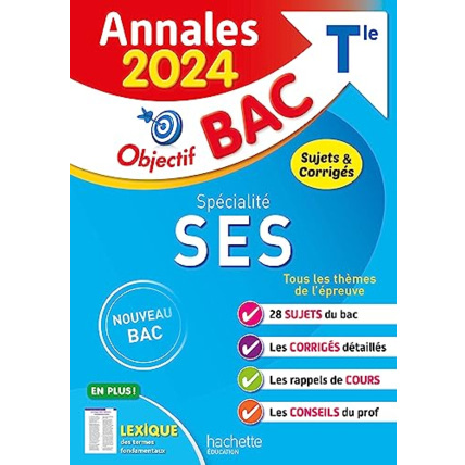 Avis Annales Objectif BAC 2024 - Spécialité SES Hachette Éducation 1