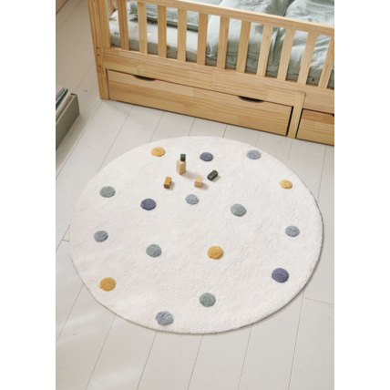 Avis Tapis enfant lavable rond à pois colorés Petite Amélie 3