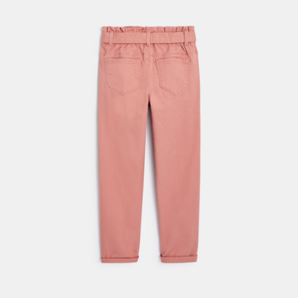 Avis Pantalon taille haute en toile rose fille OKAIDI 4