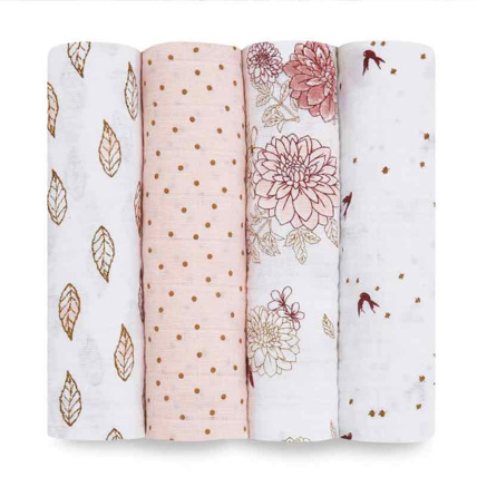Avis Lot de 4 maxi-langes en mousseline de coton Dahlias ADEN + ANAIS 1