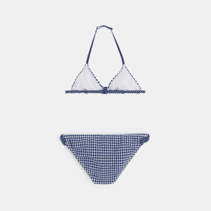 Avis Maillot bikini triangle vichy bleu fille OKAIDI 2