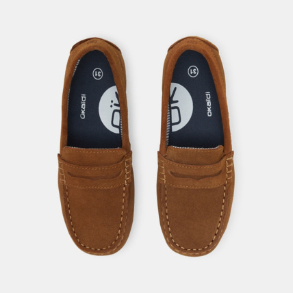 Avis Mocassin croûte de cuir uni marron garçon OKAIDI 2