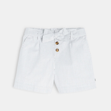 Avis Short ceinturé en toile rayée gris fille OKAIDI 1
