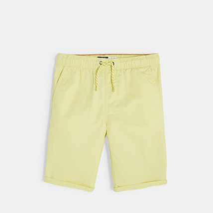 Avis Bermuda slim en toile unie jaune garçon OKAIDI 1