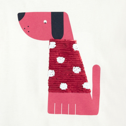 Avis T-shirt à sequins magiques Chien rouge fille OKAIDI 4