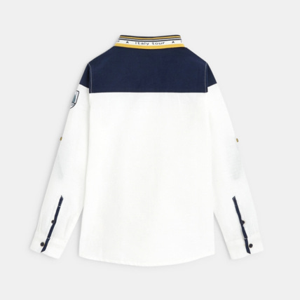 Avis Chemise originale en popeline bicolore blanche garçon OKAIDI 3