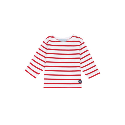 Avis Marinière "Beg Meil" Baby - coton léger - Blanc/Braise ARMOR-LUX 1