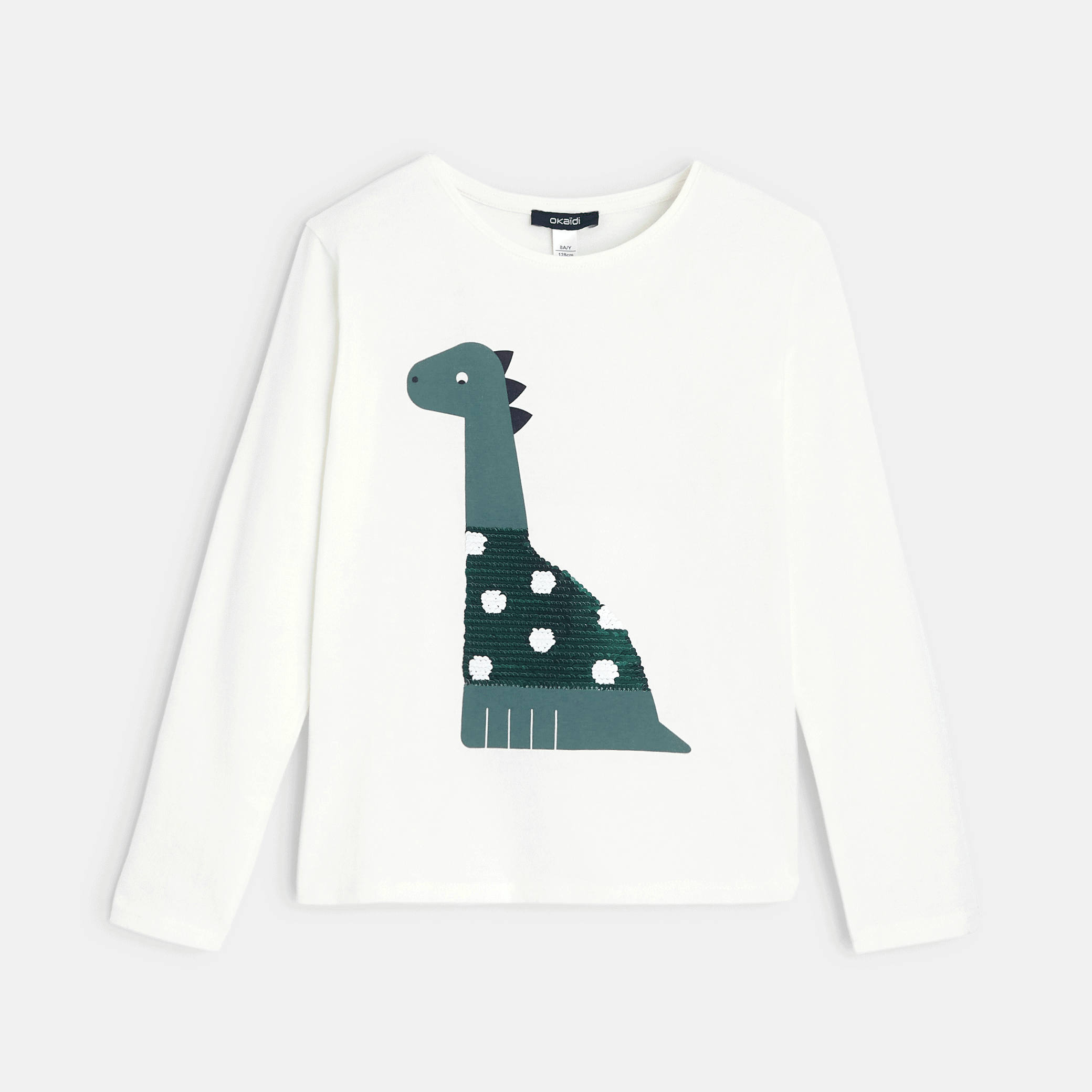 Avis T-shirt à sequins magiques Dragon vert fille OKAIDI 5