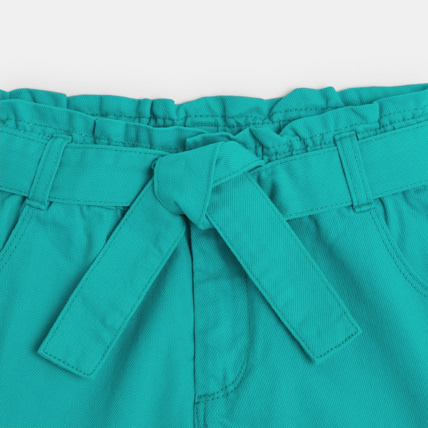 Avis Short ceinturé en toile unie vert fille OKAIDI 3