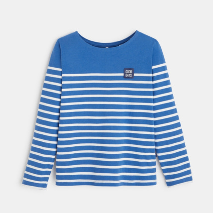 Avis T-shirt marinière à message "Good Days" bleu garçon OKAIDI 1