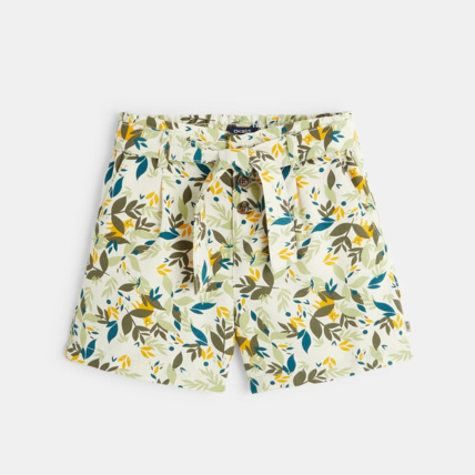 Avis Short ceinturé en toile imprimée vert fille OKAIDI 1