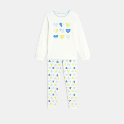 Avis Pyjama 2 pièces en jersey Petits Cœurs blanc fille OKAIDI 1