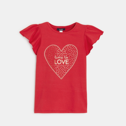 Avis T-shirt à message "Time to love" rouge fille OKAIDI 2