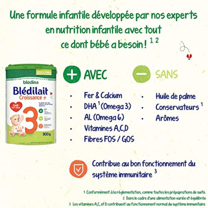 Avis Croissance 3+ Lait en Poudre pour Bébé Blédina 3