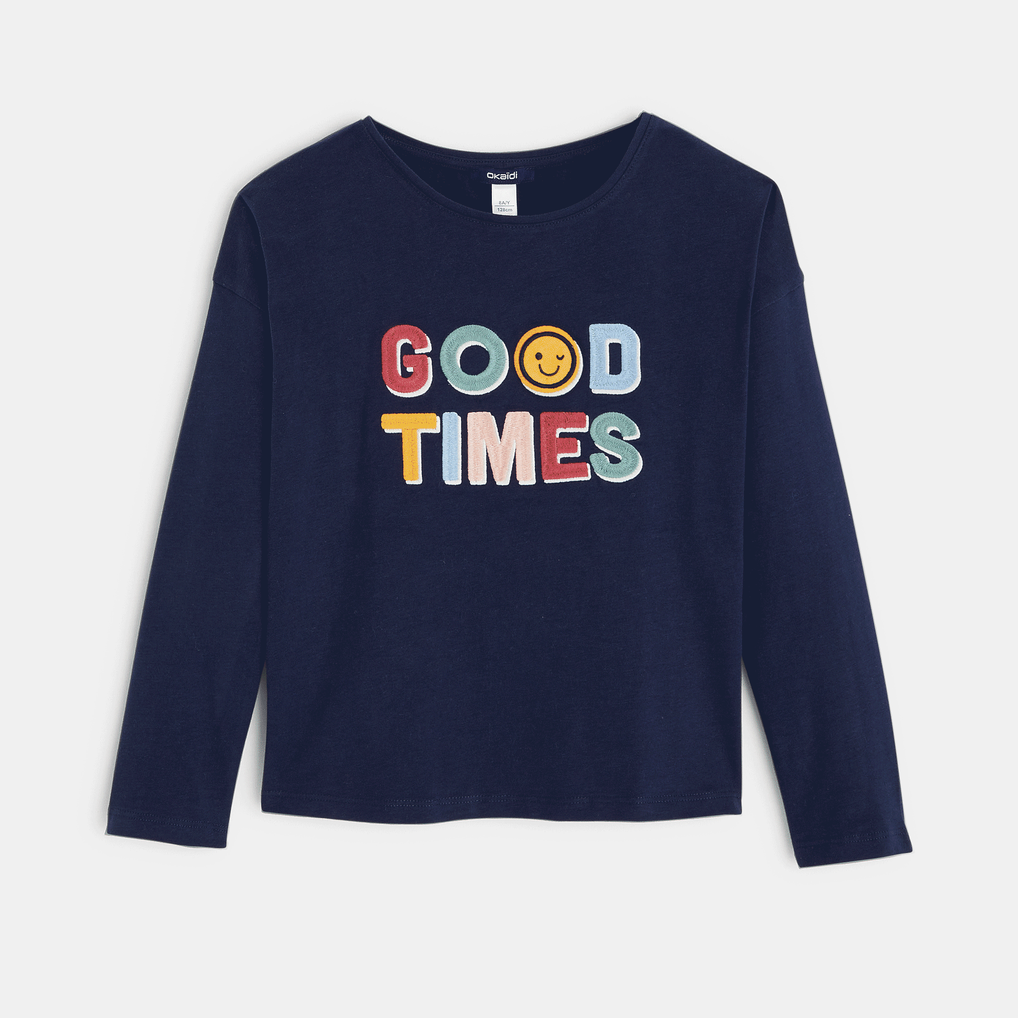 Avis T-shirt à message "FEEL GOOD" bleu fille OKAIDI 5