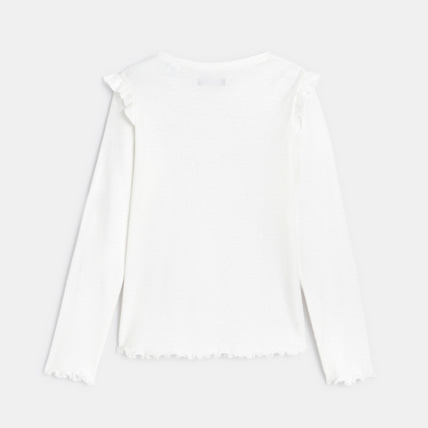 Avis T-shirt côtelé à volants blanc fille OKAIDI 4