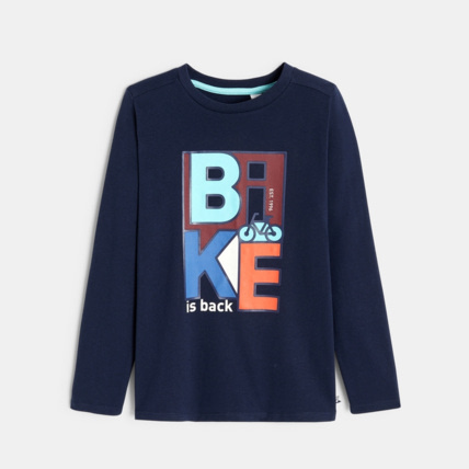 Avis T-shirt manches longues motif vélo bleu garçon OKAIDI 1