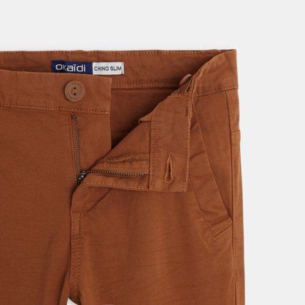 Avis Pantalon chino en twill de coton uni marron garçon OKAIDI 3