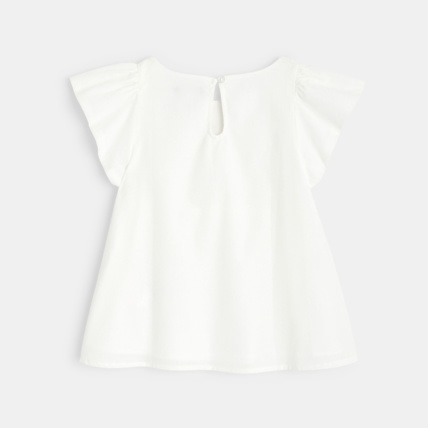Avis Blouse évasée à plastron brodé blanche fille OKAIDI 2