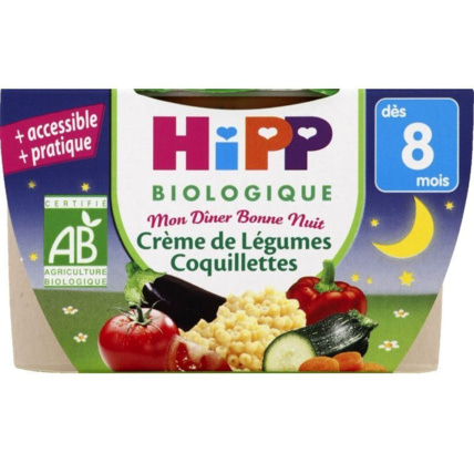 Avis Mon dîner Bonne nuit : Crème de légumes / coquillettes biologique HIPP 1