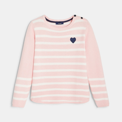 Avis Pull rayé petit cœur rose fille OKAIDI 1