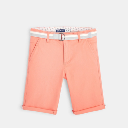 Avis Bermuda slim ceinturé en toile stretch orange garçon OKAIDI 1