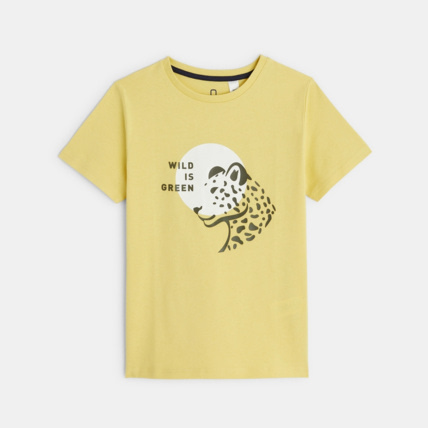 Avis T-shirt à message motif panthère jaune garçon OKAIDI 1