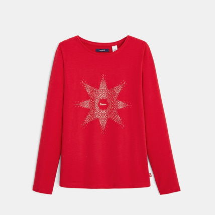 Avis T-shirt coton bio stretch à étoile dorée rouge fille OKAIDI 2