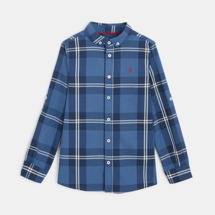 Avis Chemise manches longues à carreaux bleue garçon OKAIDI 1