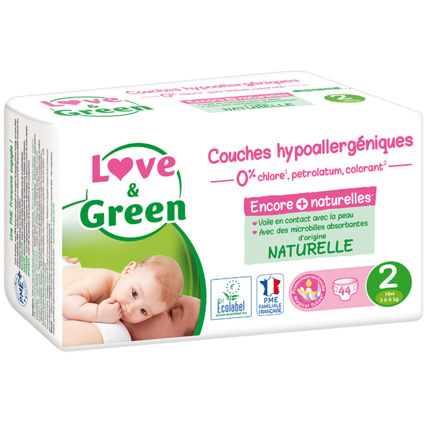 Couches Bébé Hypoallergéniques 0% Love & Green - Taille 4+/9-20 kg (28  couches)