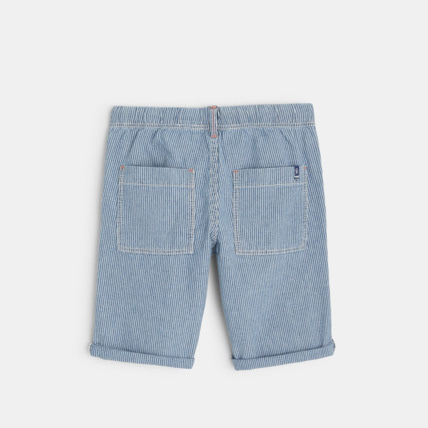 Avis Bermuda slim en chambray rayé bleu garçon OKAIDI 4