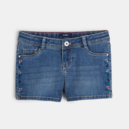 Avis Short en jean brodé bleu fille OKAIDI 1