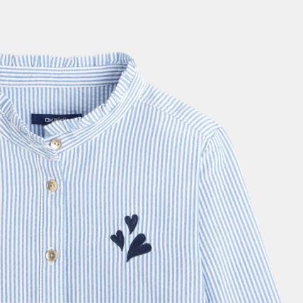 Avis Chemise frou-frou rayée et broderie cœur bleue fille OKAIDI 3