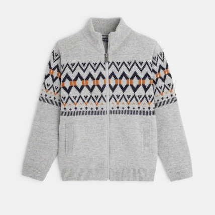 Avis Gilet en jacquard scandinave gris garçon OKAIDI 1