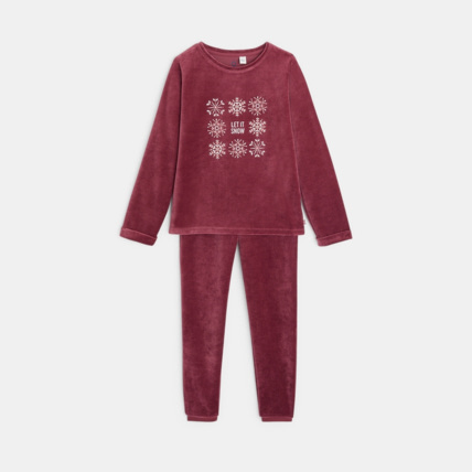 Avis Pyjama 2 pièces en velours motif flocons violet fille OKAIDI 1