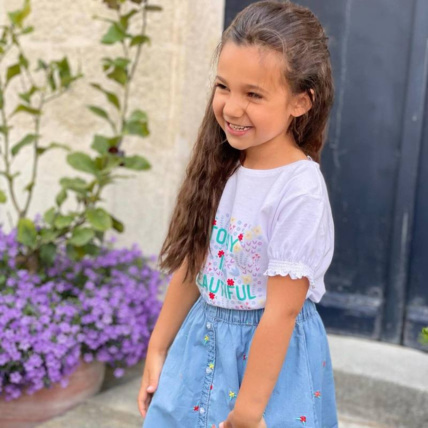 Avis T-shirt à message "Today is beautiful" blanc fille OKAIDI 5