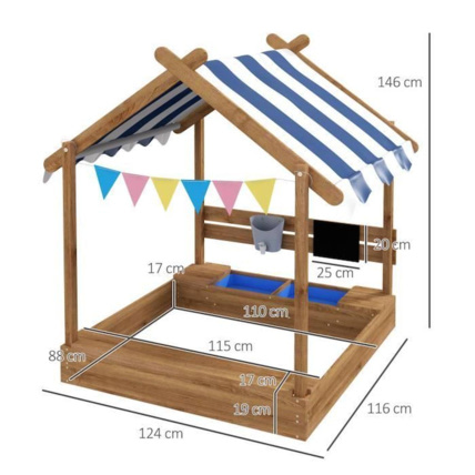 Avis Bac à sable bois forme de maison OUTSUNNY 4