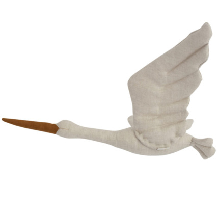 Avis Trophée mural enfant,  Cigogne en lin beige Sevira Kids 1