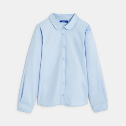 Avis Chemise unie col Claudine turquoise fille OKAIDI 1